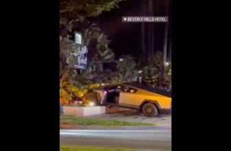 Tesla Cybertruck Crashes Into the Beverly Hills Lodge Signal